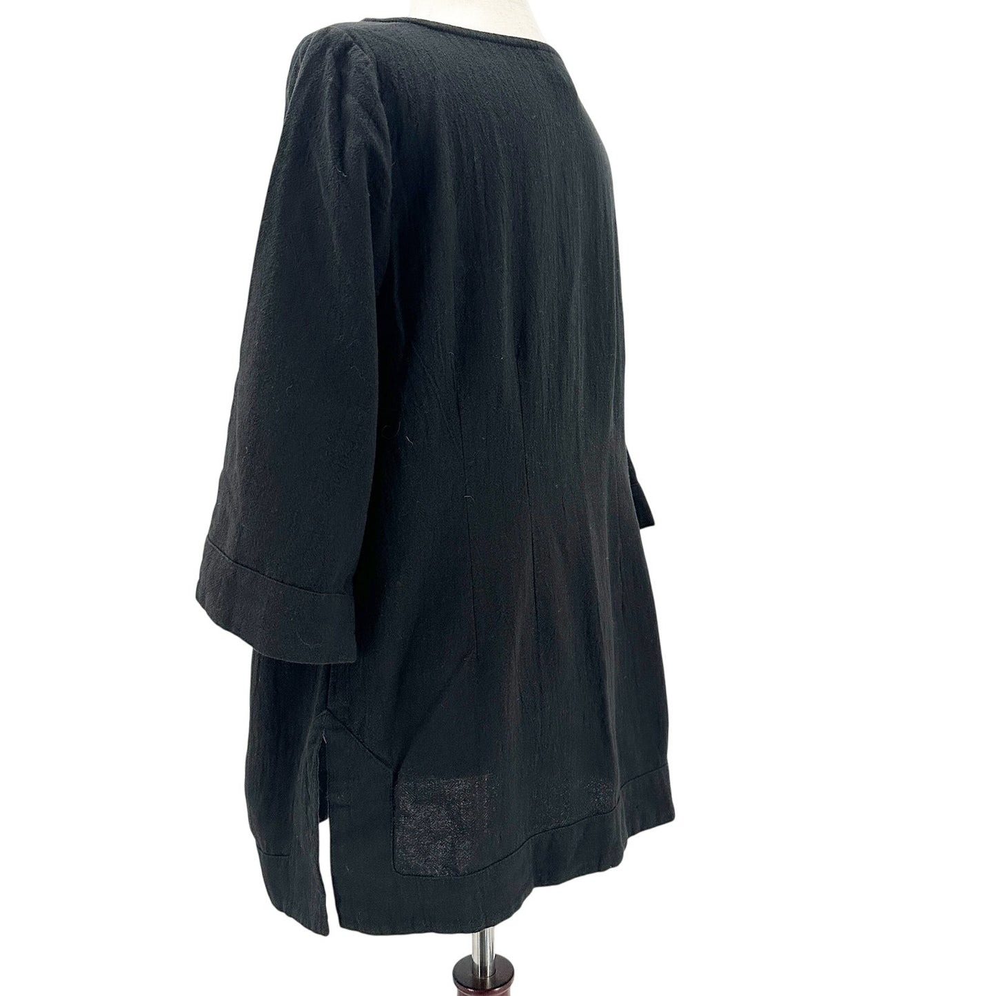 Soft Surroundings solid black Tunic Top 3/4 sleeves women's Medium Petite MP