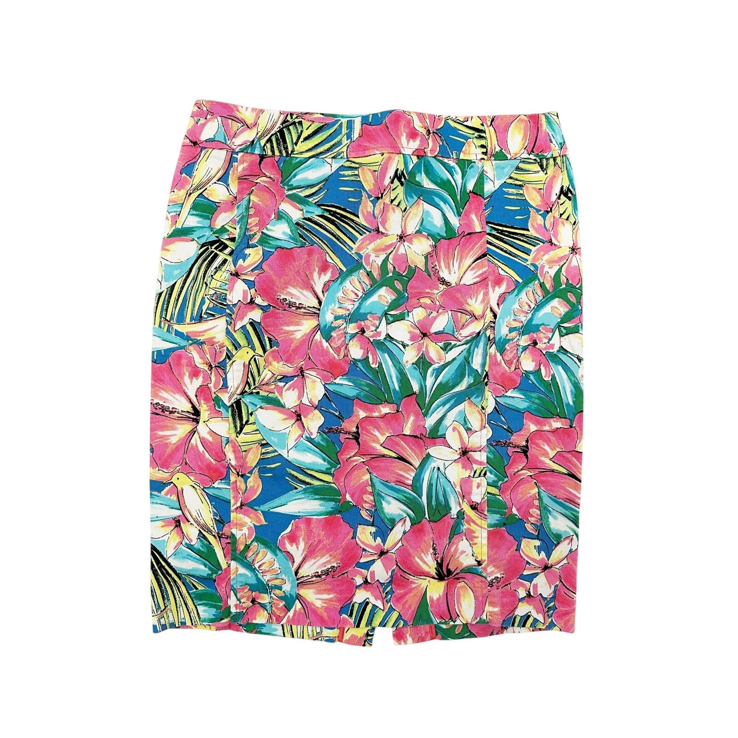 LOFT tropical floral Pencil straight Skirt women's 4 small pink yellow blue