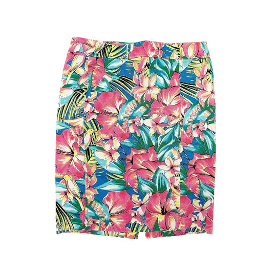 LOFT tropical floral Pencil straight Skirt women's 4 small pink yellow blue