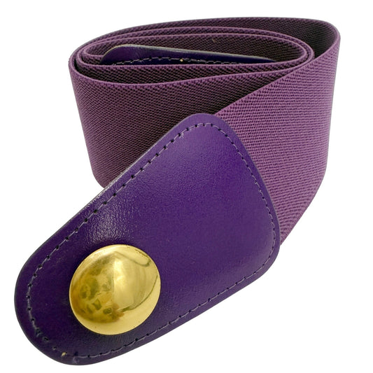 vintage 2" wide elastic purple stretch Belt gold button women's M L made in USA