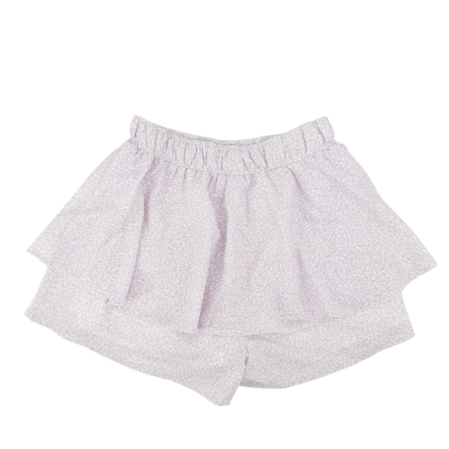 Le Lis pale purple & white floral Shorts women's SMALL flirty silky ruffle NEW