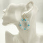 handmade blue & clear beads loop beaded Earrings jewelry new