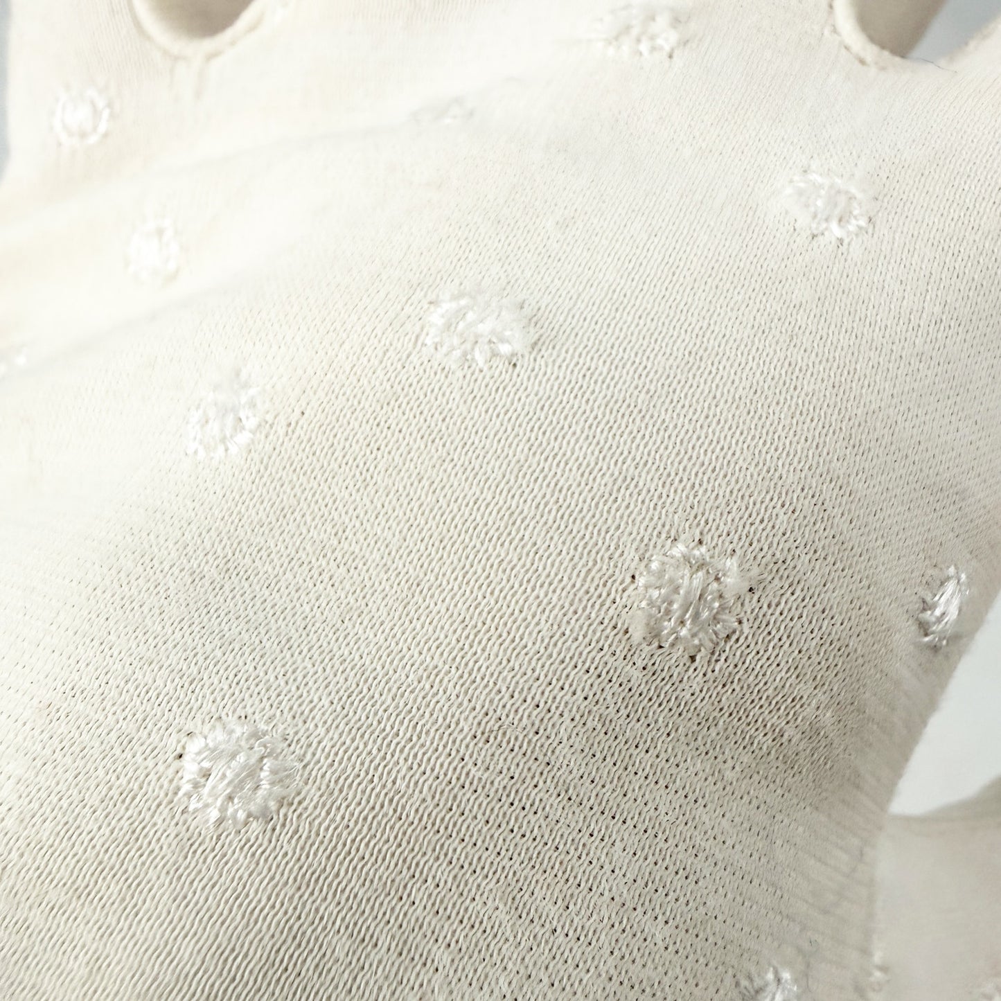 vintage white Fashion Dress wrist Gloves women's SMALL embroidered polka dots