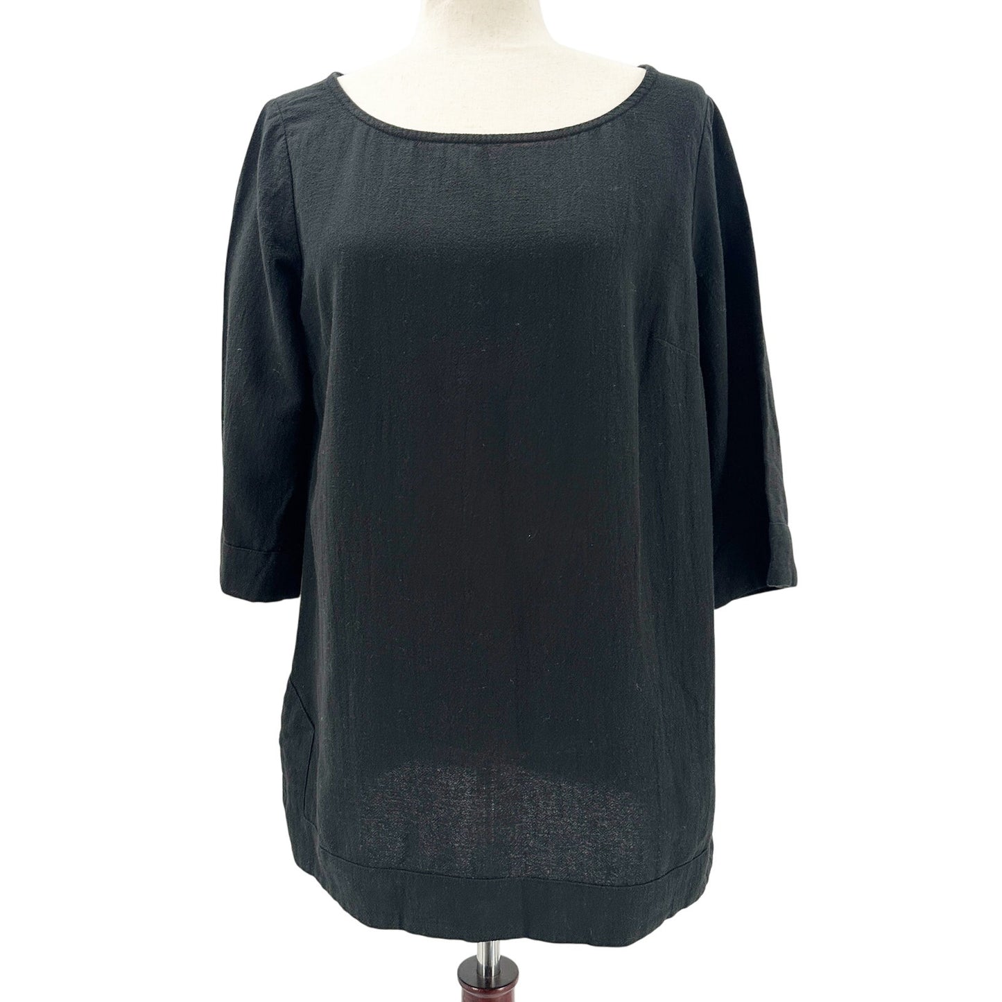 Soft Surroundings solid black Tunic Top 3/4 sleeves women's Medium Petite MP