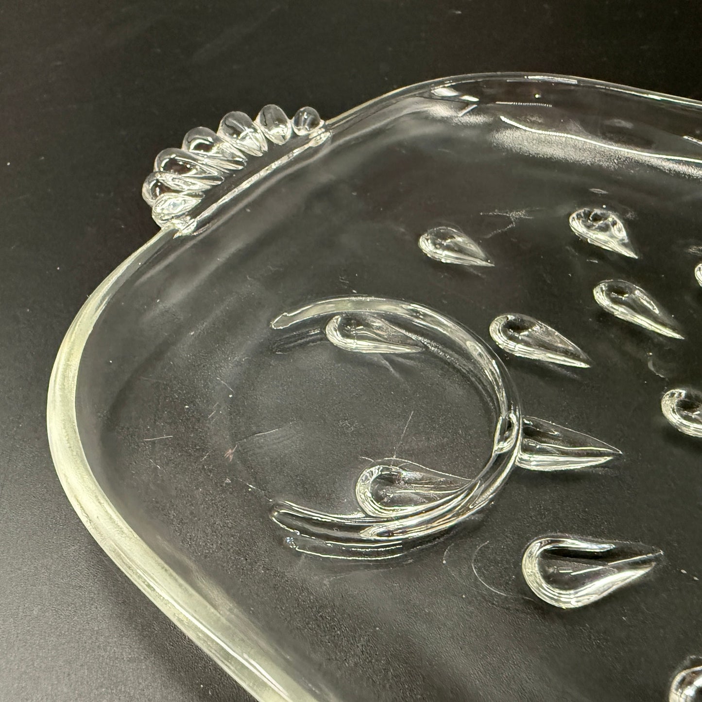 set of 5 vintage Hazel-Atlas Informal clear teardrop Snack Plates glassware