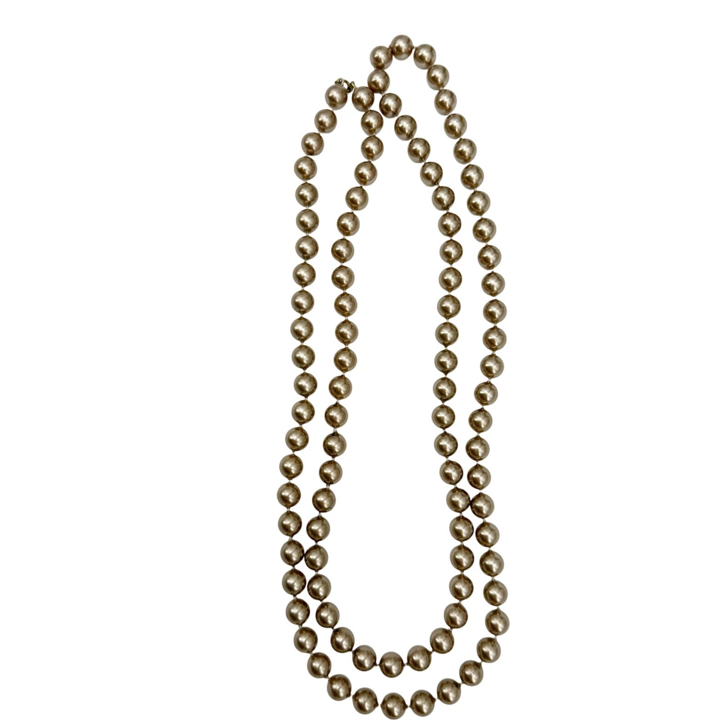 vintage long strand light bronze beads Beaded Necklace costume jewelry