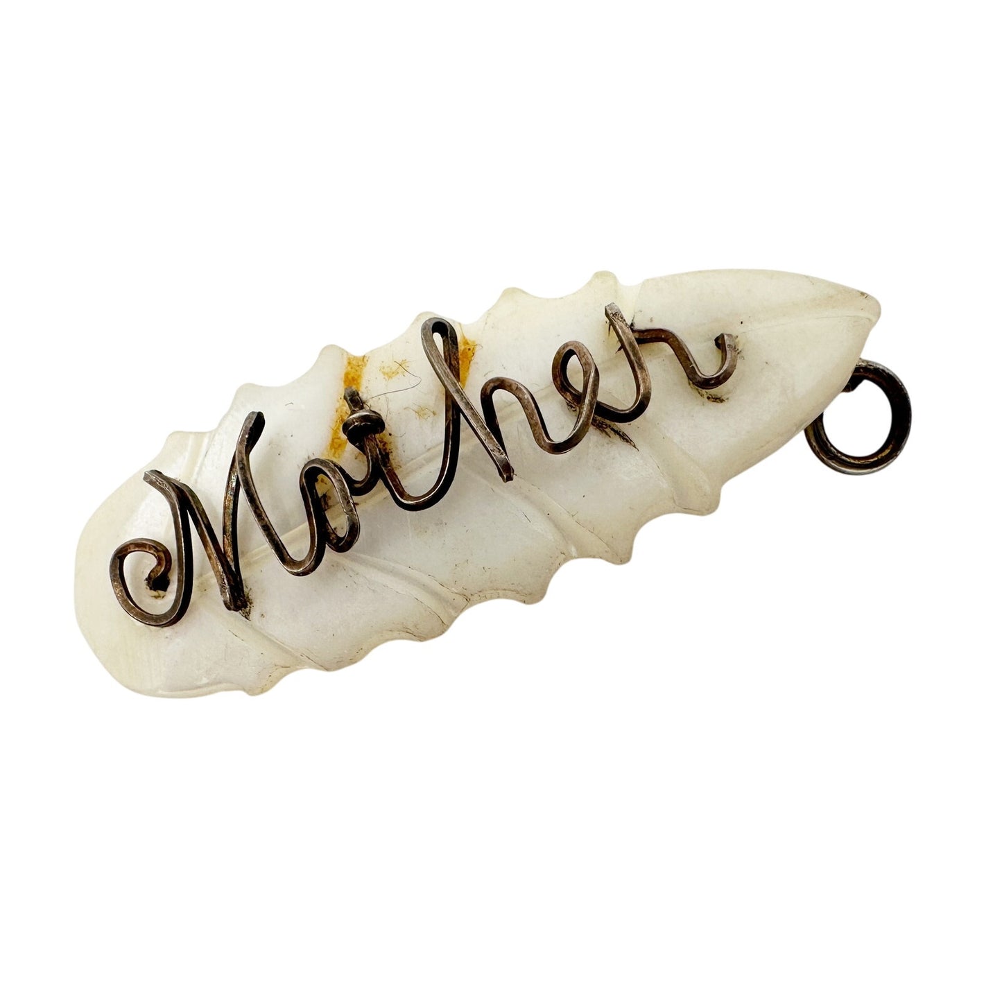 vintage script wire "Mother" of Pearl necklace PENDANT