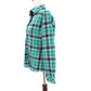 Orvis turquoise & blue plaid Flannel Lined Shirt Jacket women's SMALL snap front