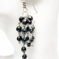handmade 3.5" long dangling black beaded EARRINGS jewelry NEW vintage beads