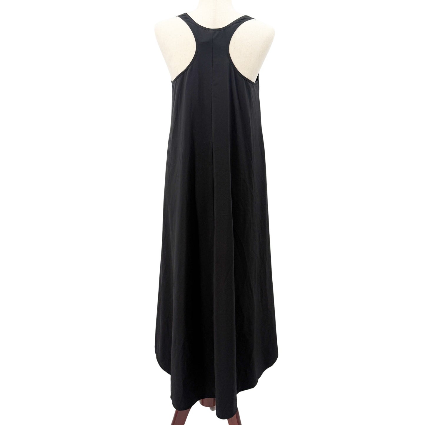 Athleta long maxi black flowy Tank Dress women's XSP petite high low hem pockets