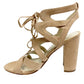 David's Bridal nude Faux Suede Lace-Up Sandals APARIS1 shoes block heels size 9