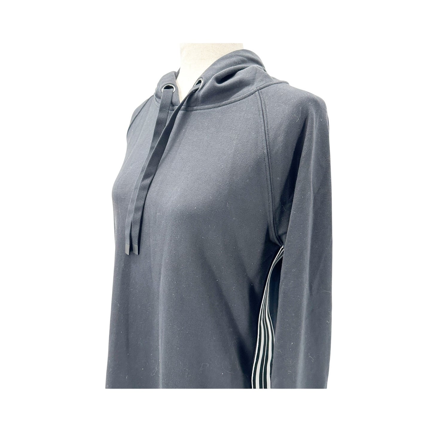 womens Athleta black white stripes hoodie sweatshirt DRESS athleisure MEDIUM