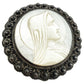 vintage Virgin Mary Mother of Pearl cameo BROOCH religious Jerusalem 935 silver