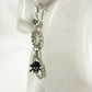 handmade clear Rhinestones & black Skull EARRINGS dangling 3.5" long jewelry