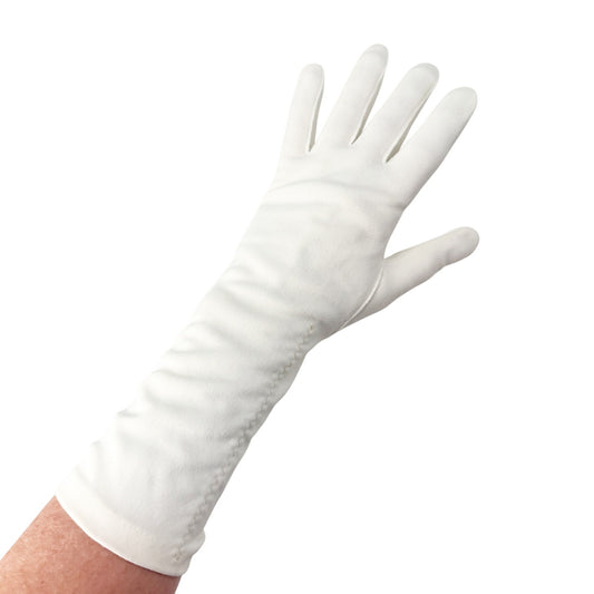 vintage white Fashion Dress Gloves women's S / M small medium mid arm length