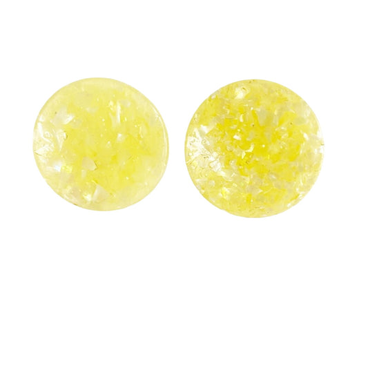 vintage round sparkly yellow clip-on EARRINGS costume jewelry