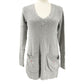 Free People v-neck gray Sweater Top with front pockets women's SMALL normal size