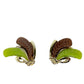 vintage green brown & gold leaf clip-on EARRINGS costume jewelry