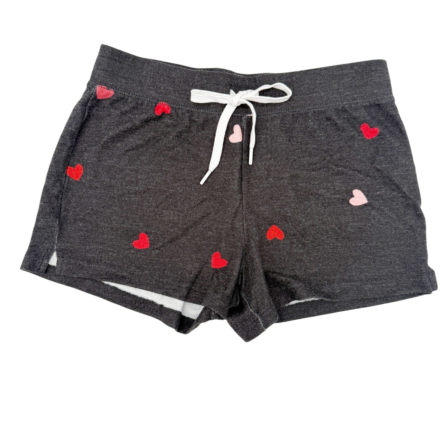 gray P. J. Salvage Pajama Shorts women's SMALL pink & red hearts loungewear