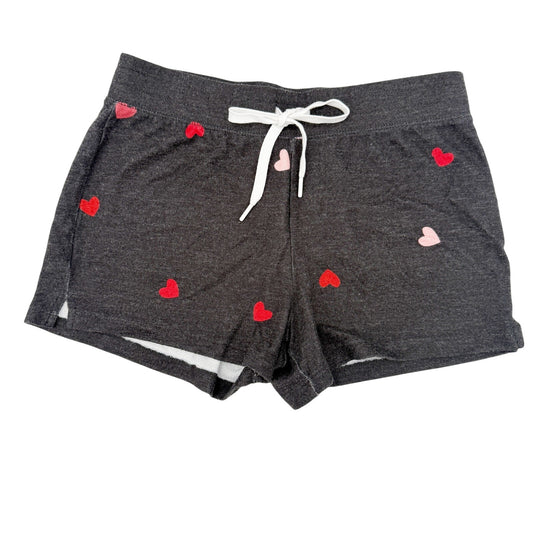 gray P. J. Salvage Pajama Shorts women's SMALL pink & red hearts loungewear