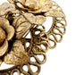 vintage double flowers bronze metal BROOCH floral jewelry pin