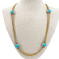 vintage Marvella gold chain Necklace oval faux blue stones costume jewelry