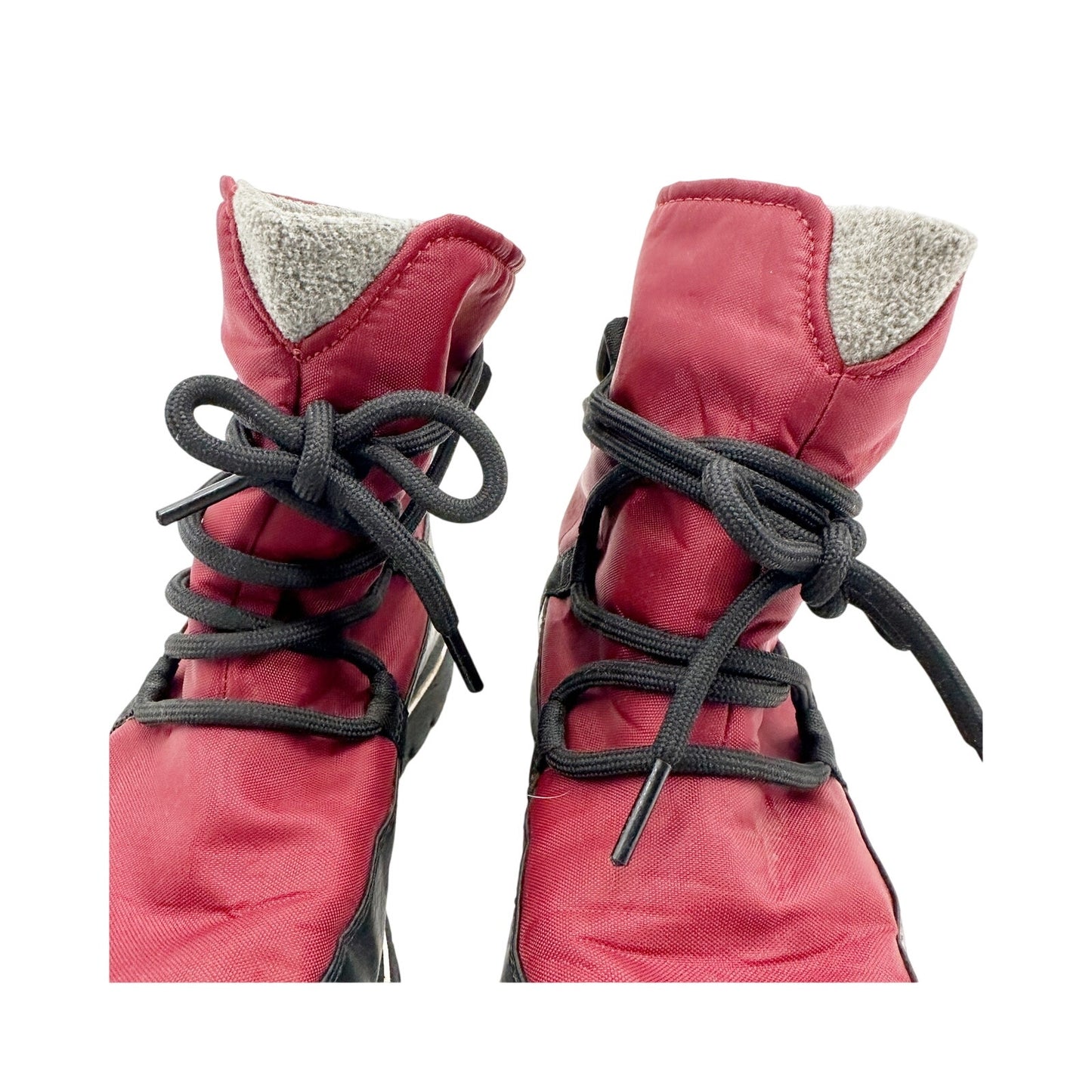 Sorel red & black Ankle Winter Boots women's 7 waterproof slip-on shoes w/ tie