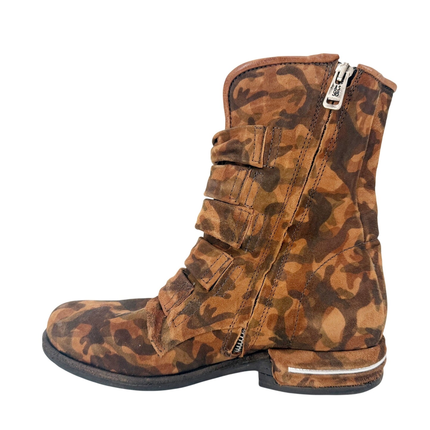 A.S.98 brown camouflage Traver leather Boots women's EU 37 shoes mid-calf