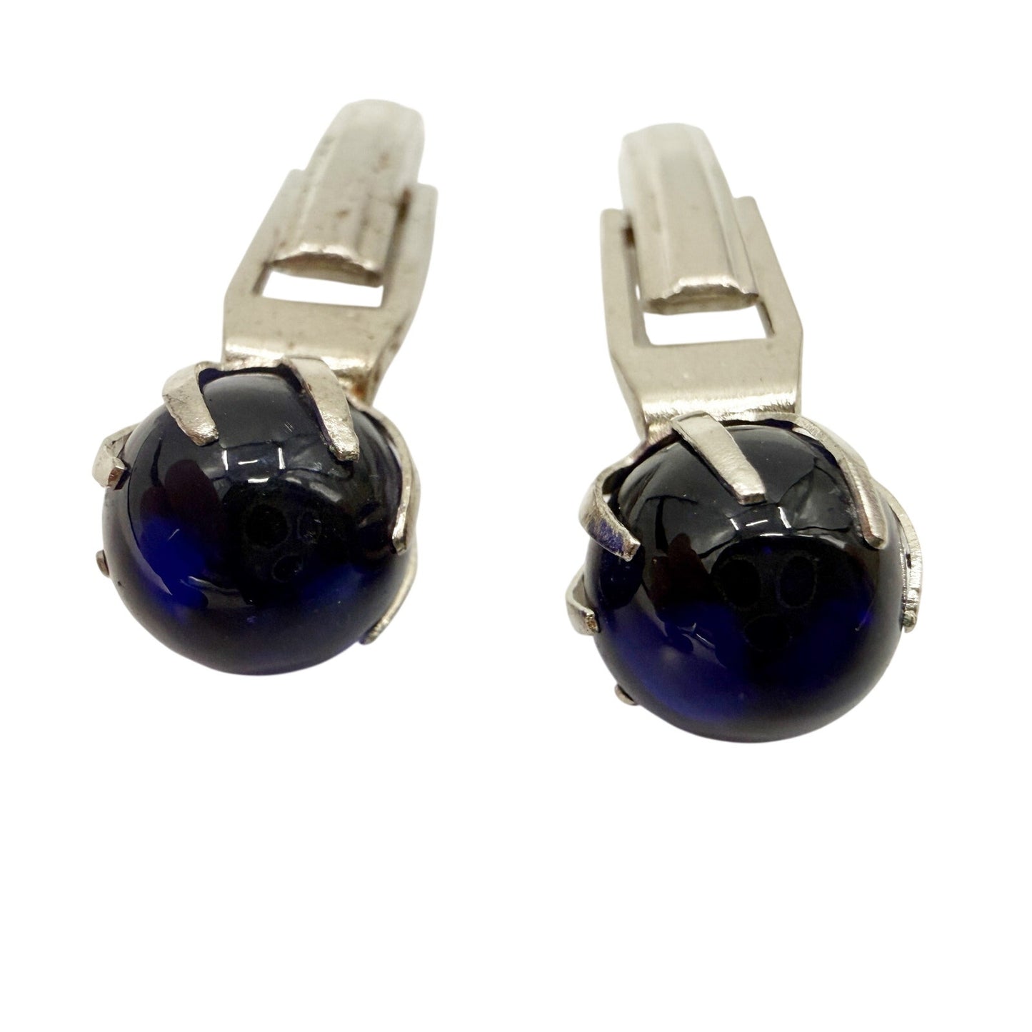 vintage silver & cobalt blue sphere stone Cuff Links cufflinks jewelry