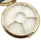 vintage gold tone metal Stratton floral Compact round makeup tray mirror England
