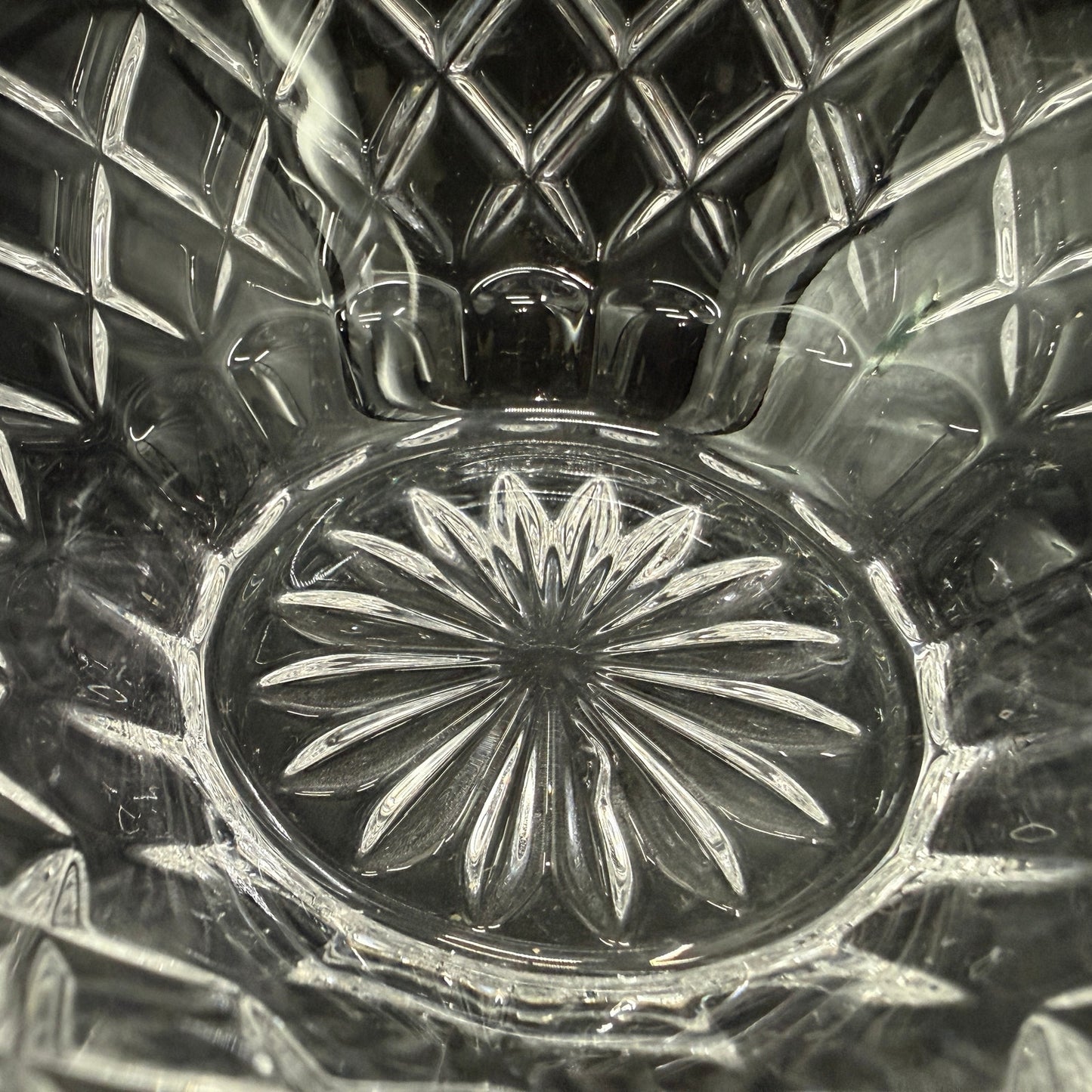 vintage Lenox criss cross cut Diamond 5" Round Bowl clear crystal glass giftware