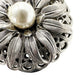 vintage Lieba USA silver & faux pearl Dress Scarf Clip round flower jewelry