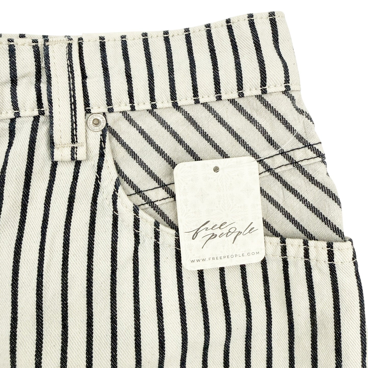 We The Free People Now or Never Railroad Denim Shorts size 32 black & white NEW