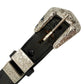 Harley Davidson black tooled leather silver metal Belt womens LARGE Chippewa USA