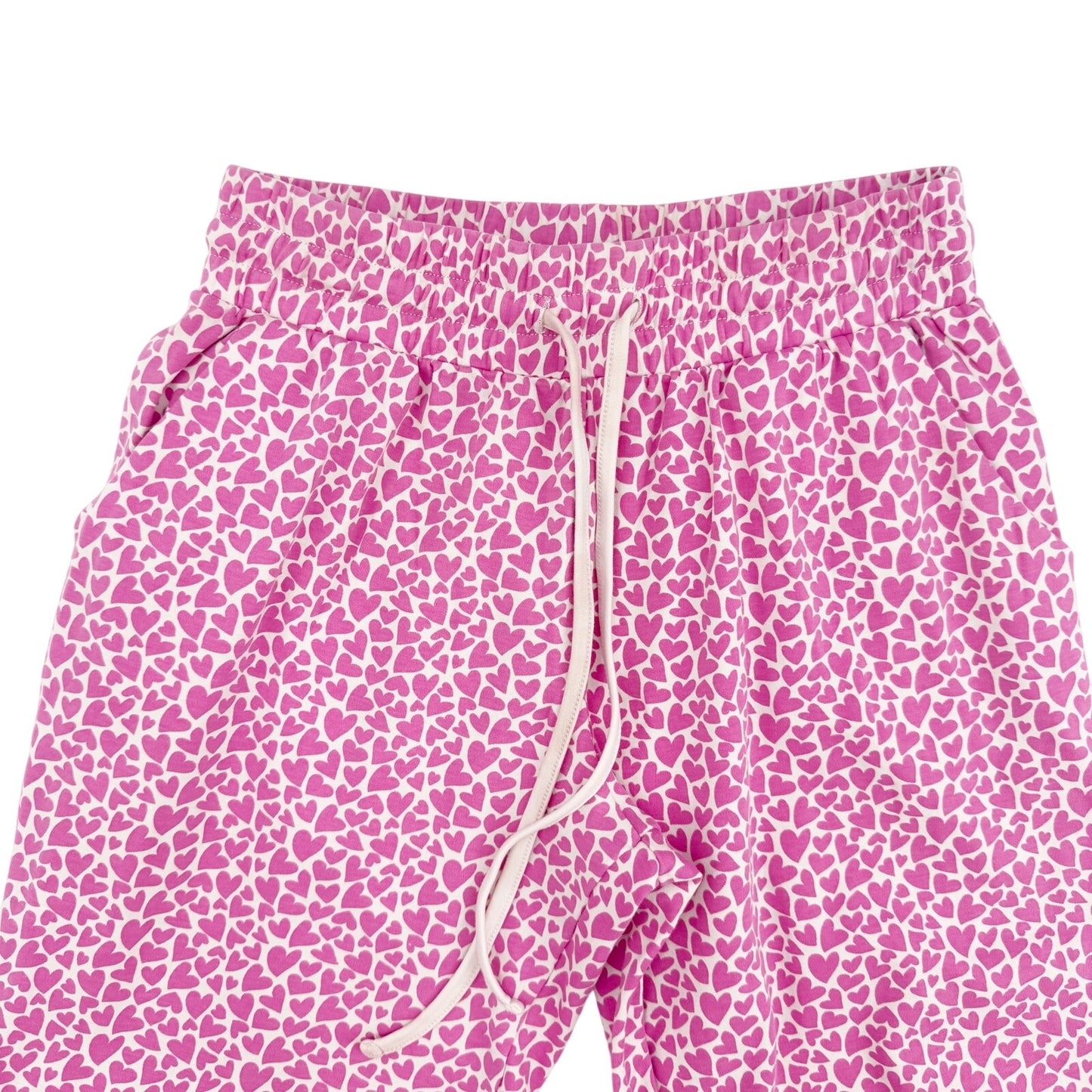 Lila and Hayes white & pink hearts Jogger style Pajama Pants women's SMALL
