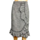 Rebecca Taylor black & white Plaid Ruffle pencil Skirt menswear size 0 new $395