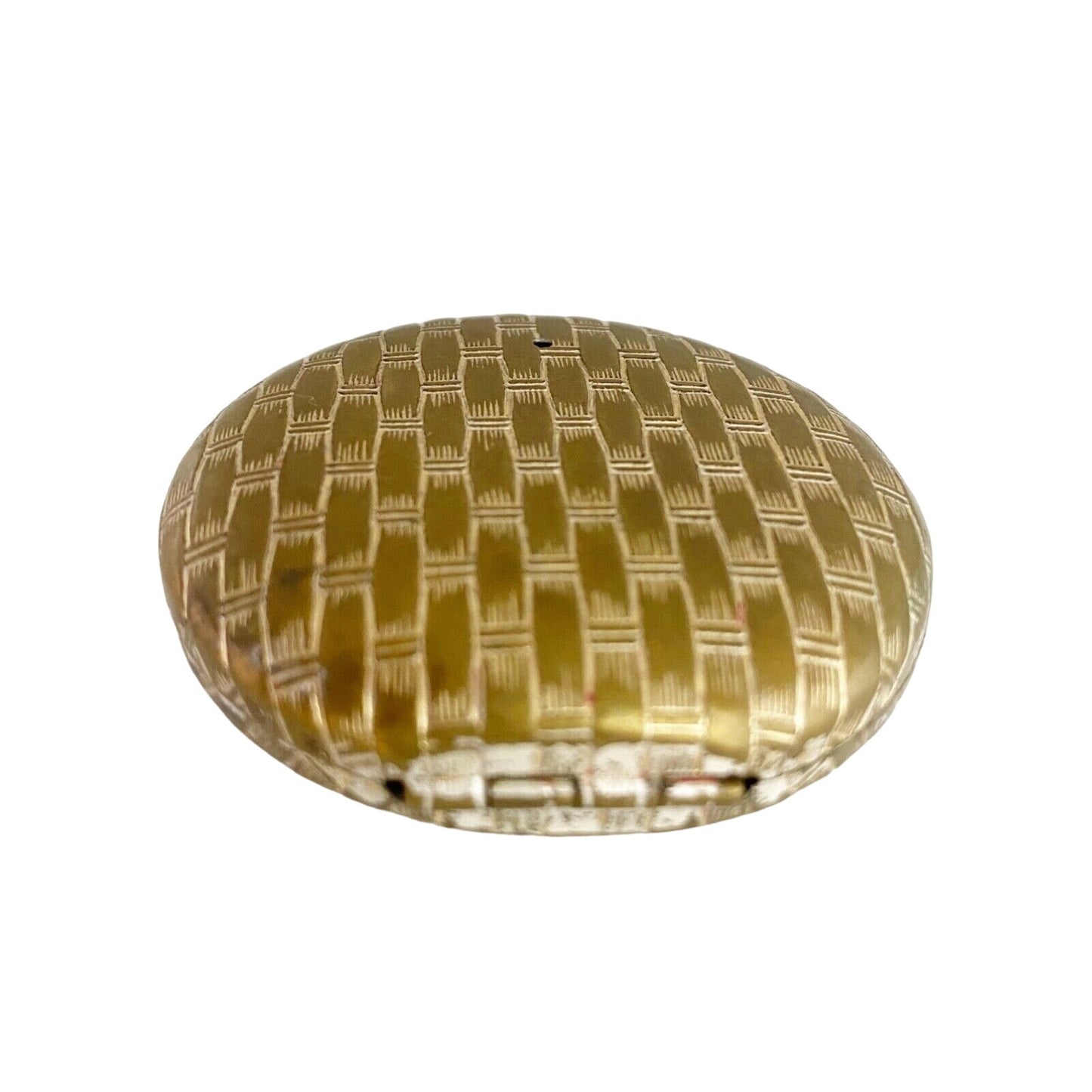 vintage goldtone metal AVON basketweave Makeup powder round Compact with mirror