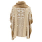 Sharon Young tan & cream geometric Cowl Neck Sweater Poncho women's S / M top
