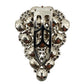 vintage silver & clear rhinestones Fur Clip large size jewelry 3" x 2.25"