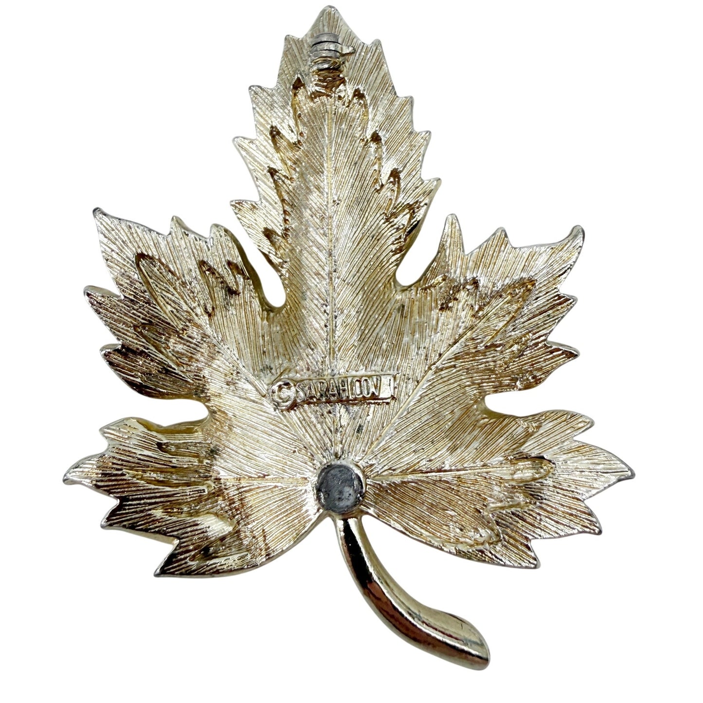 vintage Sarah Coventry gold silver Maple Leaf brooch jewelry *missing pin repair
