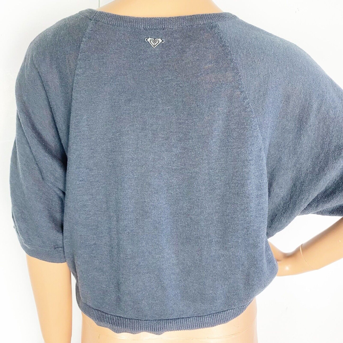 womens ROXY dark gray Sweater Crop Top size SMALL lightweight
