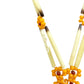 vintage orange & burgundy seed bead flowers Tassel Necklace porcupine quills