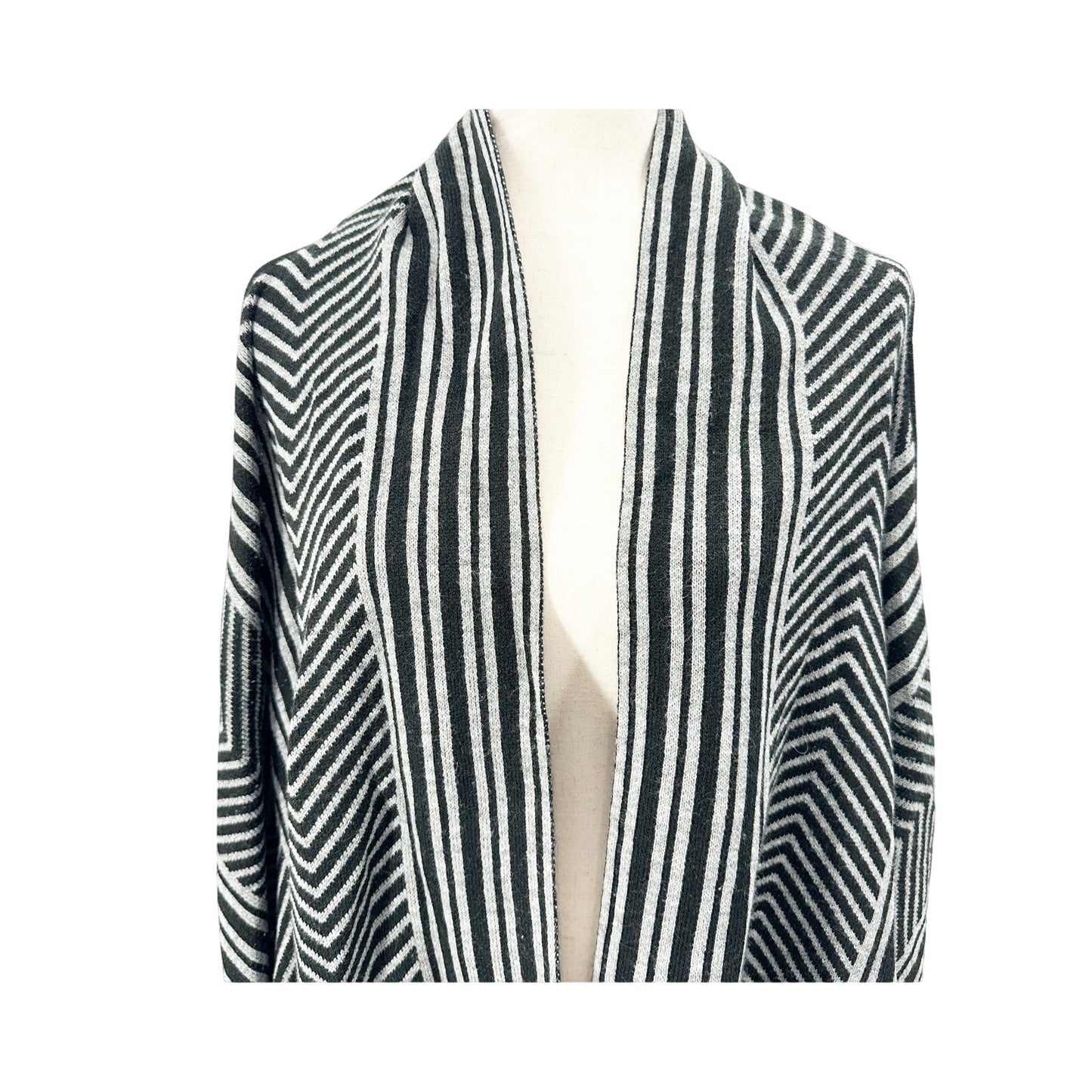 Lane Bryant gray & black striped open front Sweater Vest M / L medium large