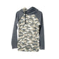 Ampersand Avenue dark gray & camo Double Hooded Sweatshirt Top MEDIUM hoodie
