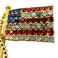 vintage American Flag rhinestone BROOCH patriotic jewelry pin red blue gold