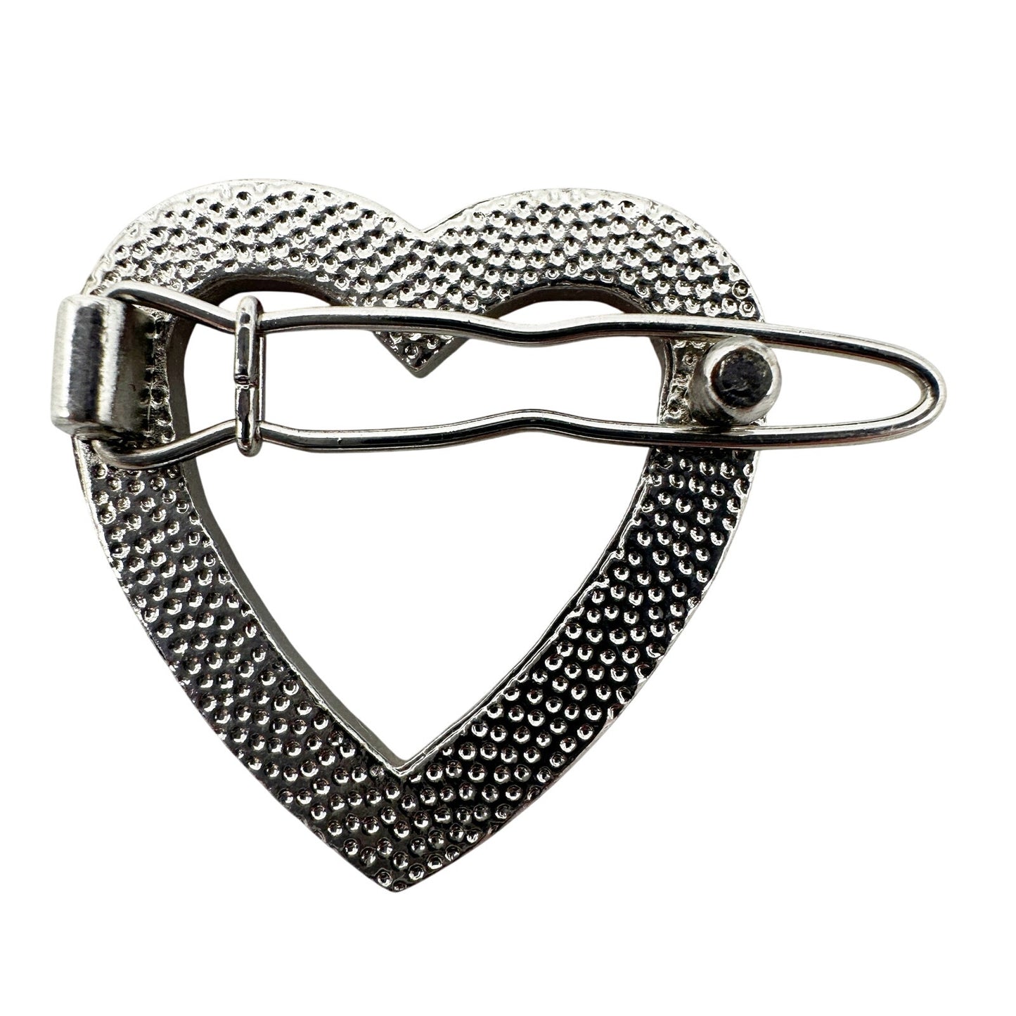 vintage heart-shaped pink rhinestones Hair Clip silver metal jewelry pin