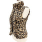 White House Black Market leopard Puffer Vest women's XS rhinestone pulls WHBM