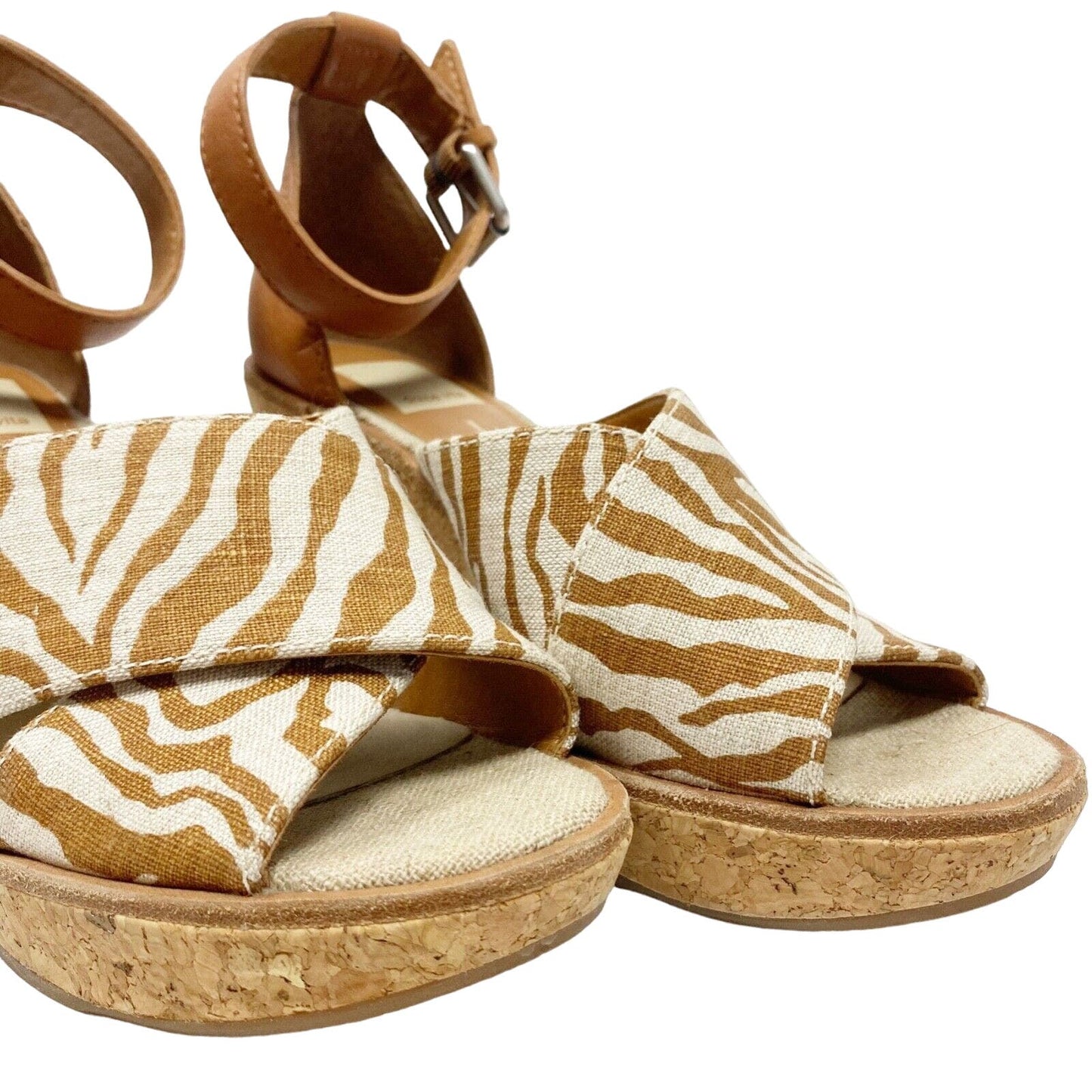 Dolce Vita Urbane tan & natural cork wedge heels SHOES size 7 fabric & leather