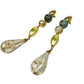 5" long dangling beaded gold clear turquoise EARRINGS costume jewelry