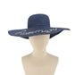 navy blue SUMMER silver sequins Floppy straw sun Hat beach shade coastal casual